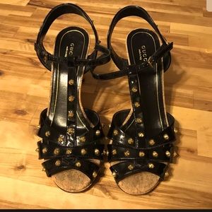Gucci Studded Melville T Strap Sandal heels 38